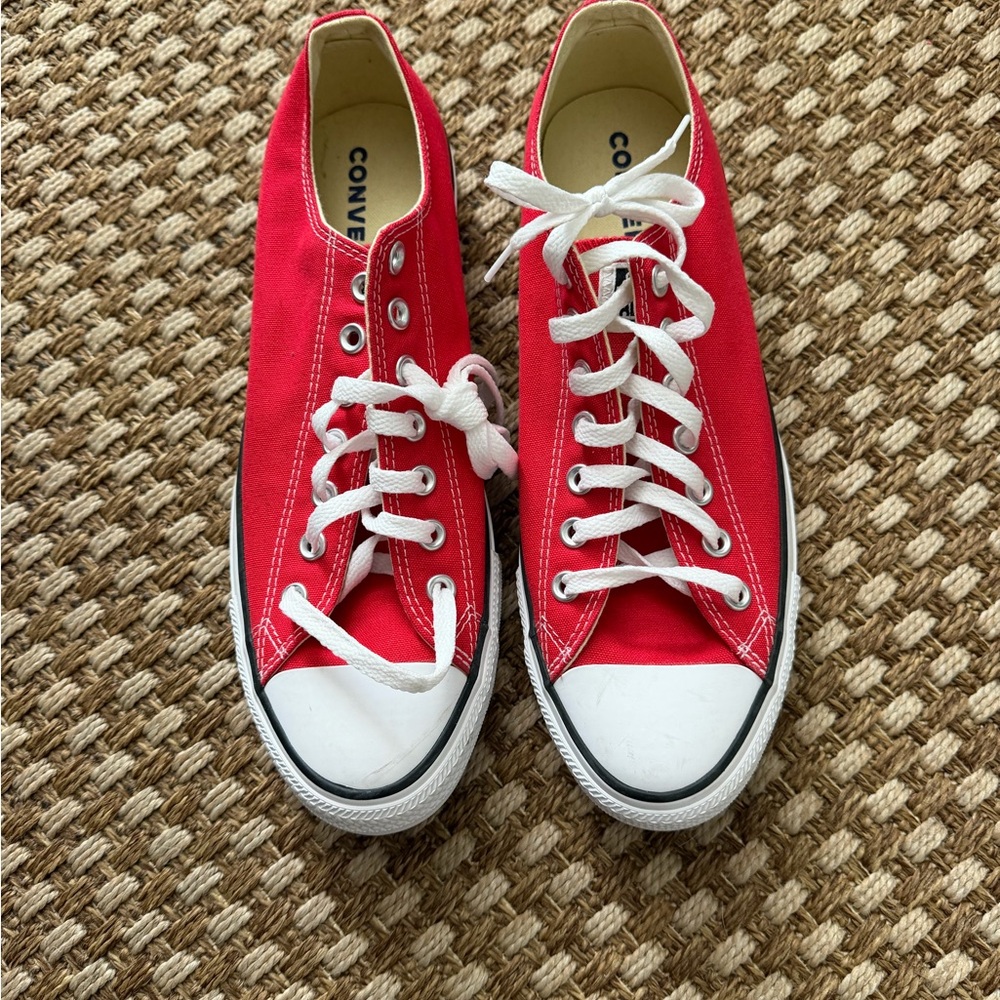 Converse Red and White Canvas Sneakers